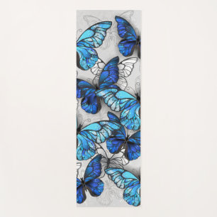 Composition of White and Blue Butterflies Yoga Mat