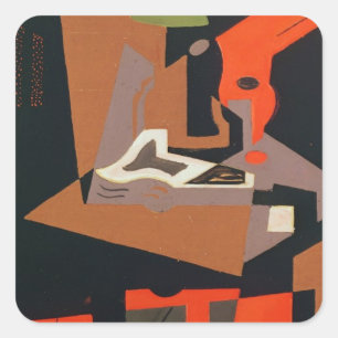 Composition (oil on canvas) square sticker
