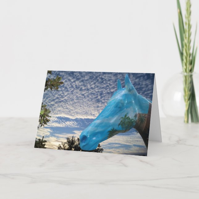 Composition photo of morning sky & painted horse thank you card (Front)