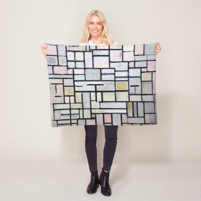 Composition Pink and Grey, Mondrian Fleece Blanket (In Situ)