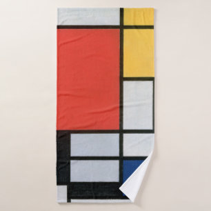 Composition Red, Yellow, Blue, Black, Mondrian Bath Towel