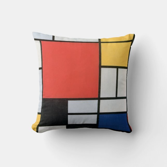 Composition Red, Yellow, Blue, Black, Mondrian Cushion (Front)