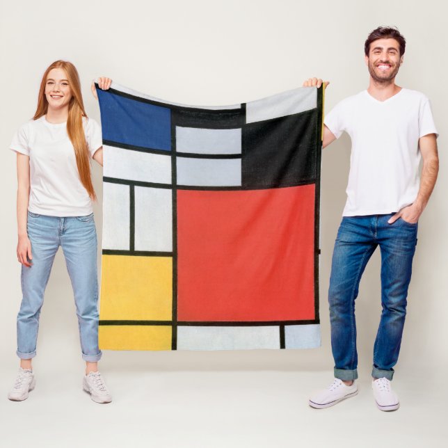 Composition Red, Yellow, Blue, Black, Mondrian Fleece Blanket (In Situ)