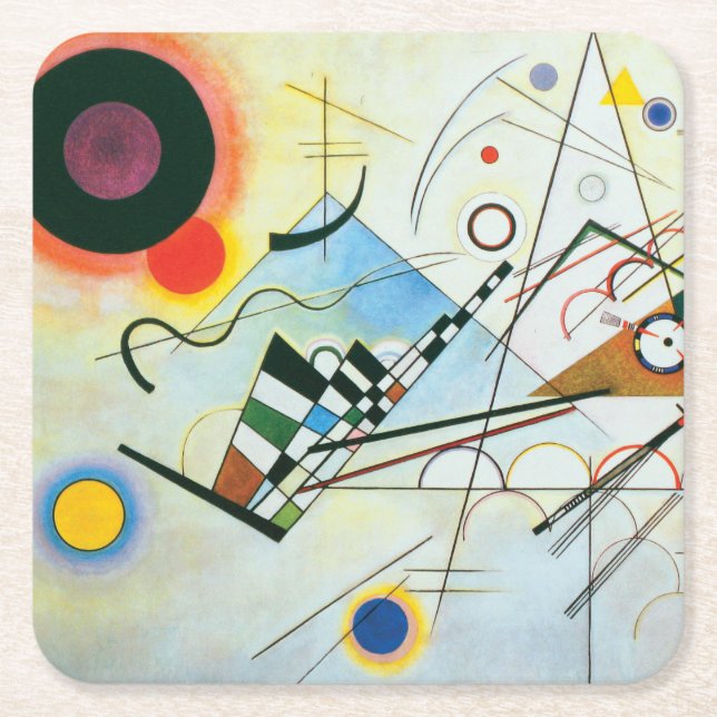 Composition VIII by Wassily Kandinsky Square Paper Coaster (Front)