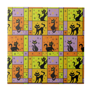 Composition with 5 Black Cats Tile