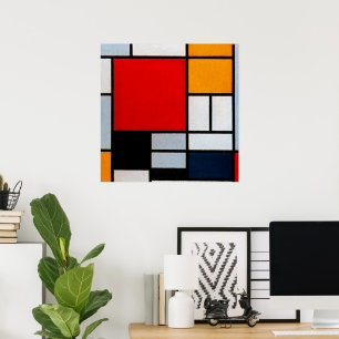 Composition with Large Red Plane Poster