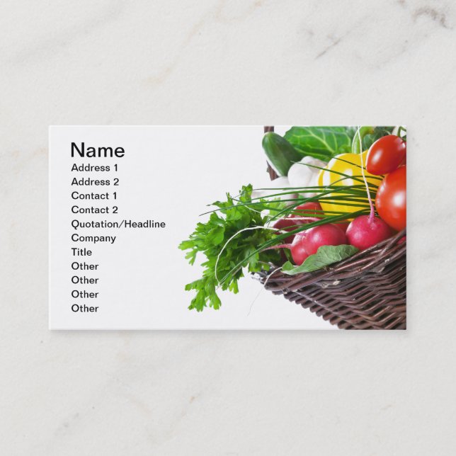 Composition With Raw Vegetables Business Card (Front)