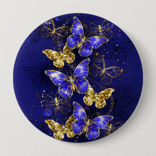 Composition with Sapphire Butterflies 10 Cm Round Badge