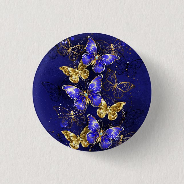Composition with Sapphire Butterflies 3 Cm Round Badge (Front)