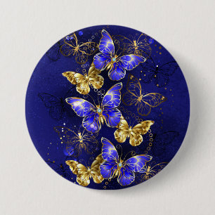 Composition with Sapphire Butterflies 7.5 Cm Round Badge