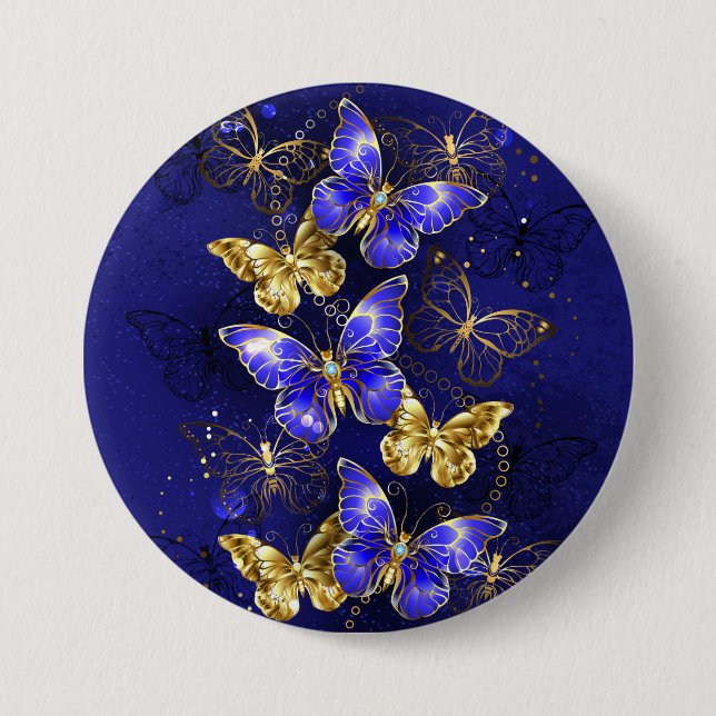 Composition with Sapphire Butterflies 7.5 Cm Round Badge (Front)