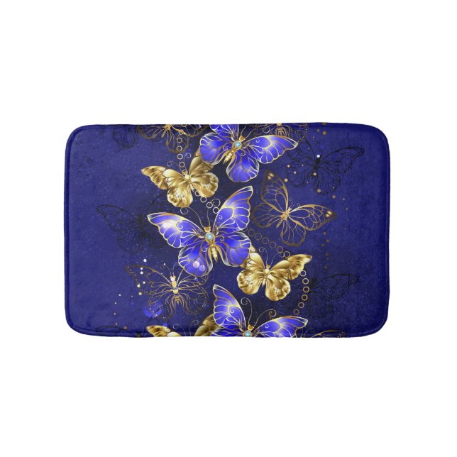 Composition with Sapphire Butterflies Bath Mat (Front)