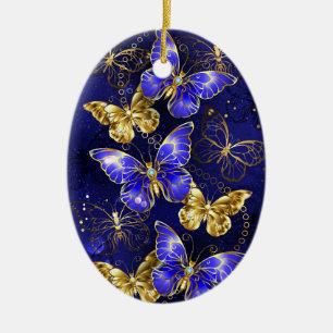 Composition with Sapphire Butterflies Ceramic Tree Decoration