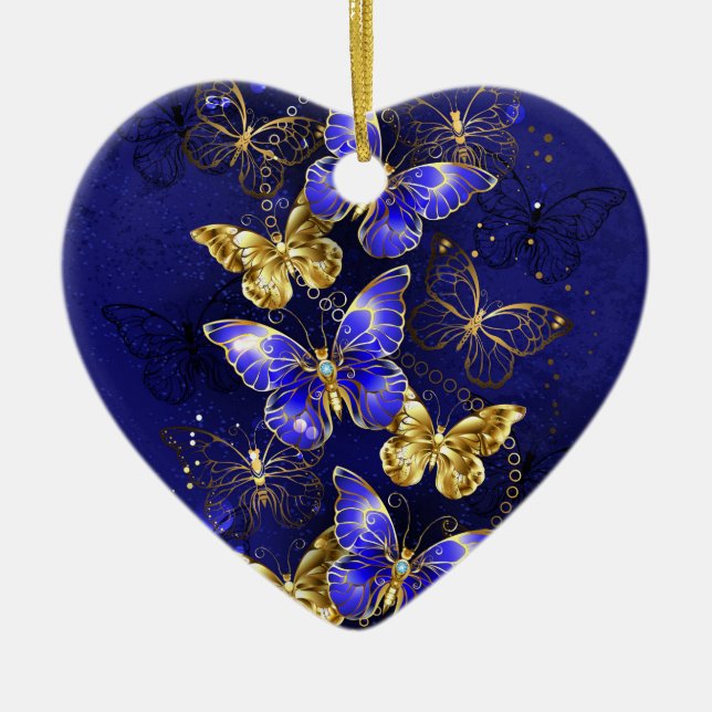 Composition with Sapphire Butterflies Ceramic Tree Decoration (Front)