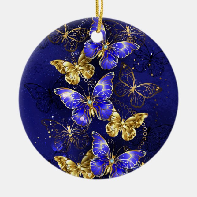 Composition with Sapphire Butterflies Ceramic Tree Decoration (Front)
