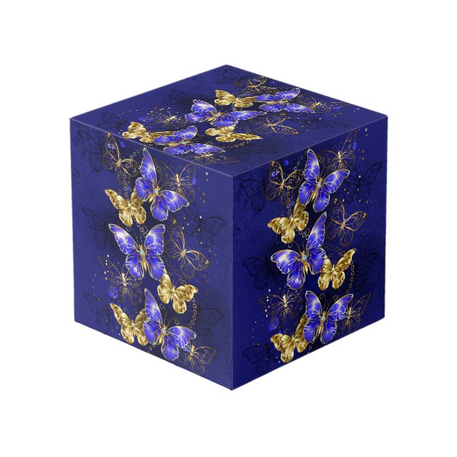 Composition with Sapphire Butterflies Cube (Front Angled)
