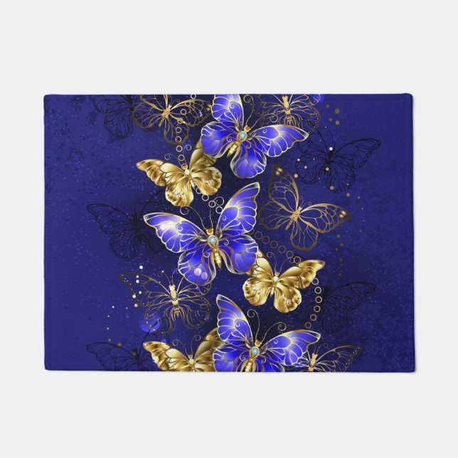 Composition with Sapphire Butterflies Doormat (Front)