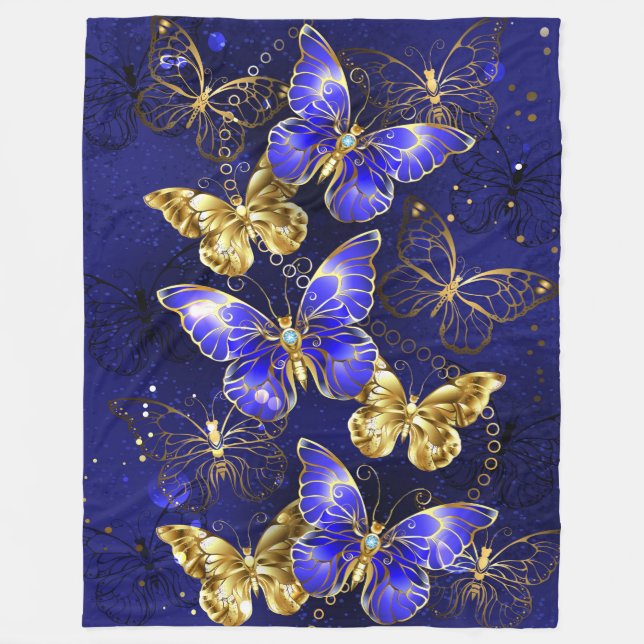 Composition with Sapphire Butterflies Fleece Blanket (Front)