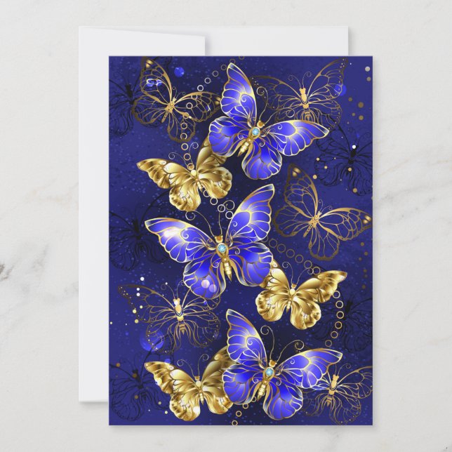 Composition with Sapphire Butterflies Holiday Card (Front)