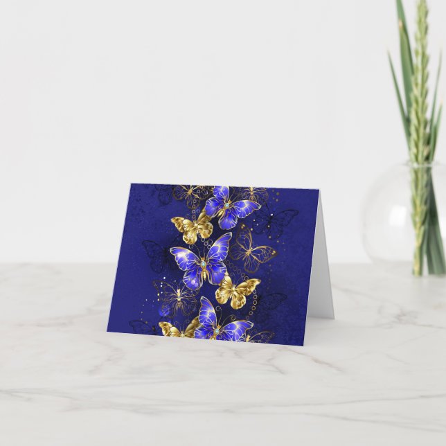 Composition with Sapphire Butterflies Holiday Card (Front)