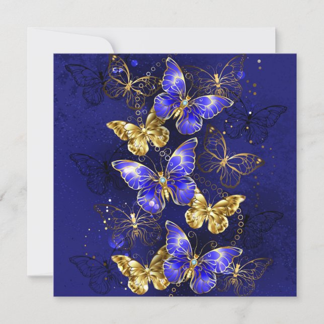 Composition with Sapphire Butterflies Holiday Card (Front)