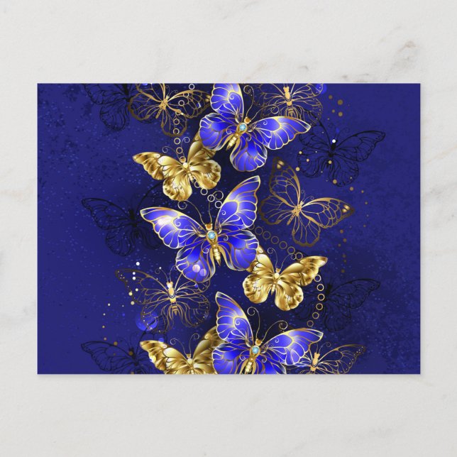 Composition with Sapphire Butterflies Invitation Postcard (Front)