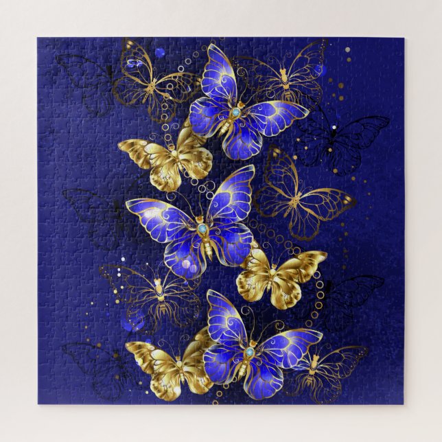 Composition with Sapphire Butterflies Jigsaw Puzzle (Vertical)