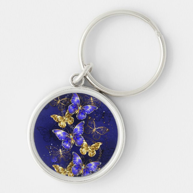 Composition with Sapphire Butterflies Key Ring (Front)