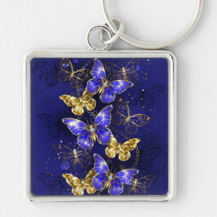 Composition with Sapphire Butterflies Key Ring