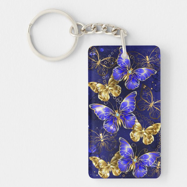 Composition with Sapphire Butterflies Key Ring (Front)