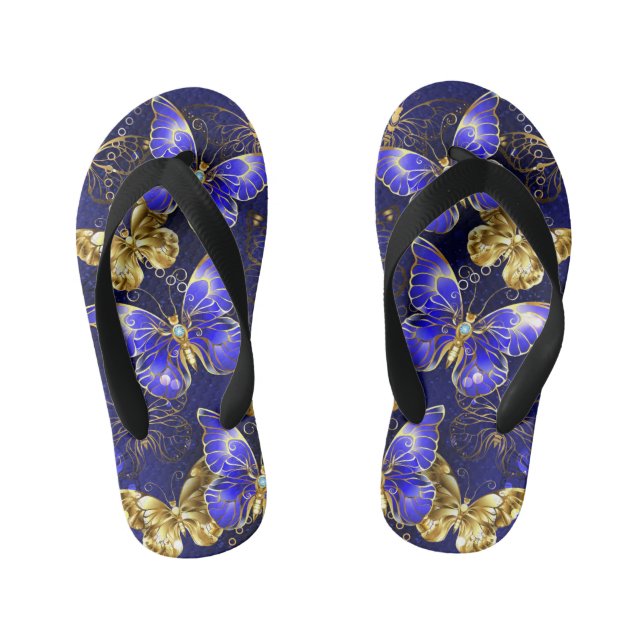 Composition with Sapphire Butterflies Kid's Jandals (Footbed)