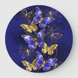 Composition with Sapphire Butterflies Large Clock