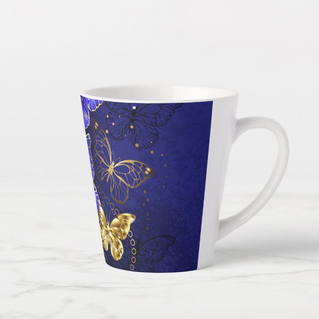 Composition with Sapphire Butterflies Latte Mug (Right)
