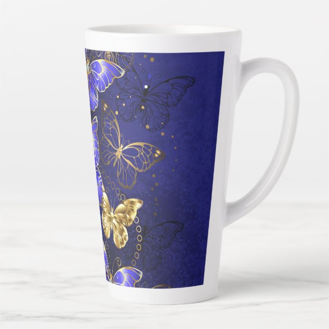 Composition with Sapphire Butterflies Latte Mug (Right)