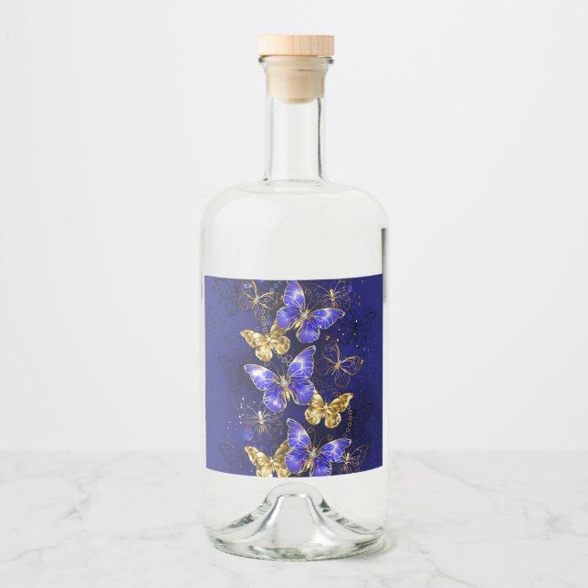 Composition with Sapphire Butterflies Liquor Bottle Label (Front)