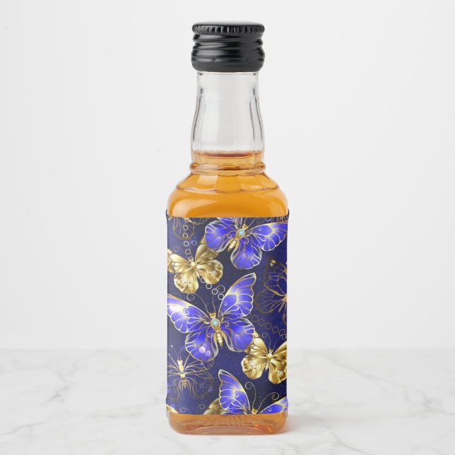 Composition with Sapphire Butterflies Liquor Bottle Label (Front)