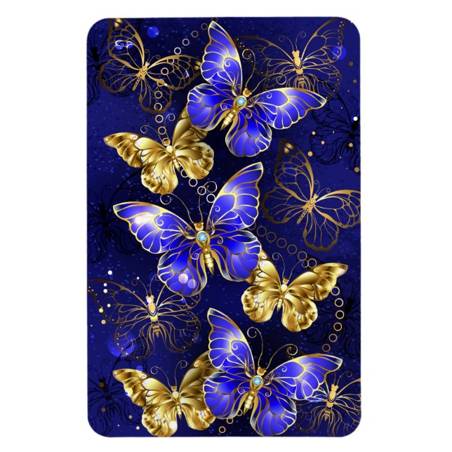 Composition with Sapphire Butterflies Magnet (Vertical)