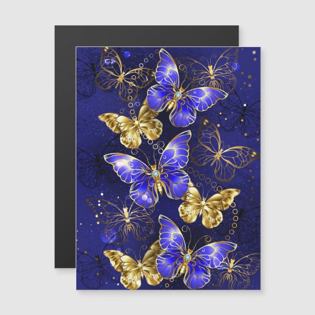 Composition with Sapphire Butterflies Magnetic Invitation (Front/Back)