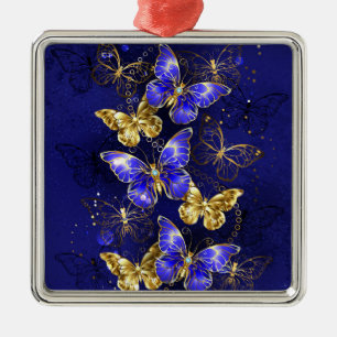 Composition with Sapphire Butterflies Metal Tree Decoration