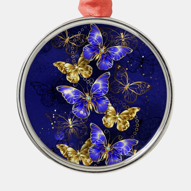 Composition with Sapphire Butterflies Metal Tree Decoration (Front)