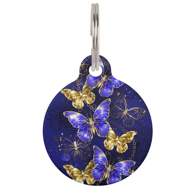 Composition with Sapphire Butterflies Pet Tag (Front)
