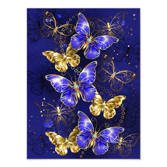 Composition with Sapphire Butterflies Photo Print (Front)