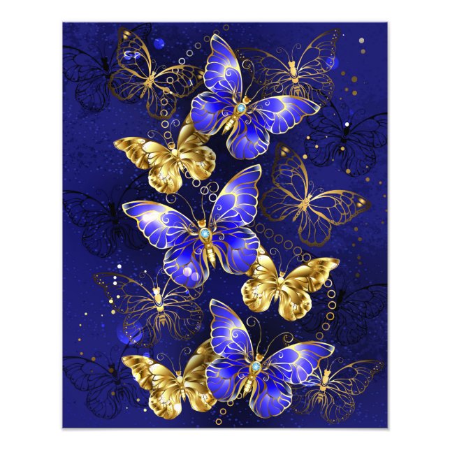 Composition with Sapphire Butterflies Photo Print (Front)