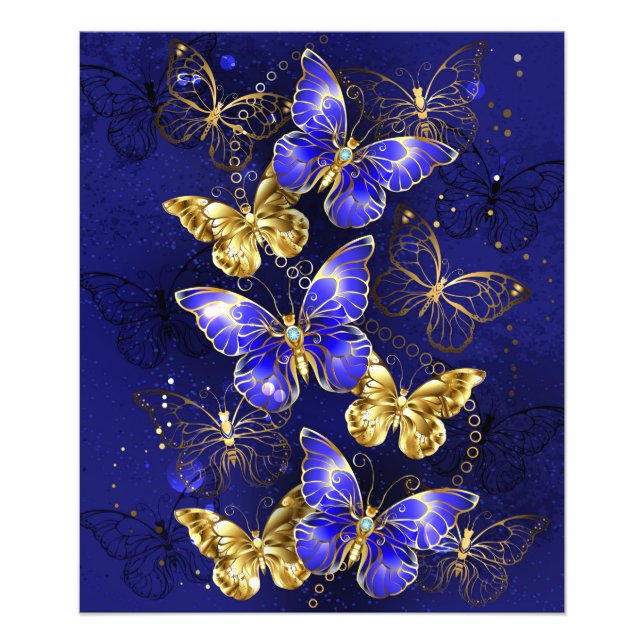 Composition with Sapphire Butterflies Photo Print (Front)