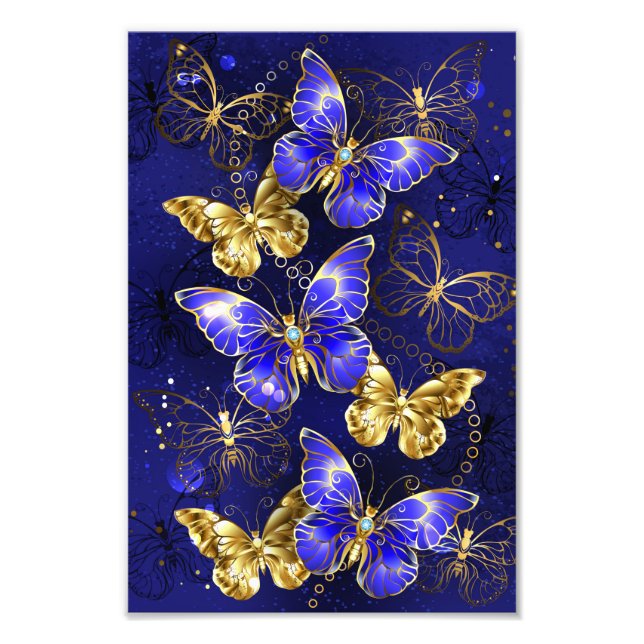 Composition with Sapphire Butterflies Photo Print (Front)