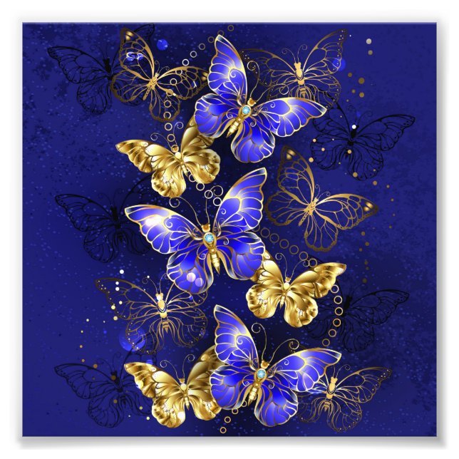 Composition with Sapphire Butterflies Photo Print (Front)