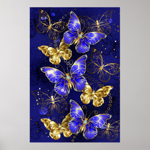 Composition with Sapphire Butterflies Poster