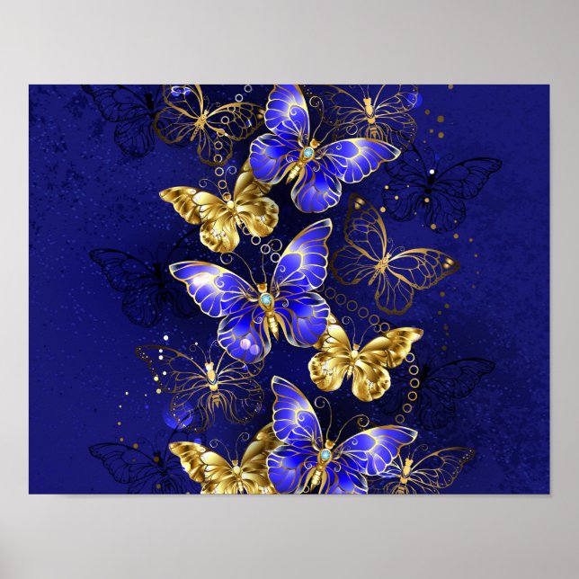 Composition with Sapphire Butterflies Poster (Front)