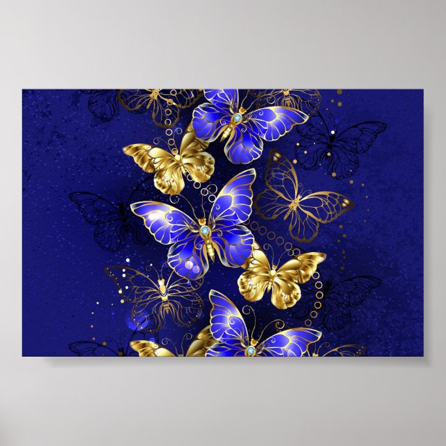 Composition with Sapphire Butterflies Poster (Front)
