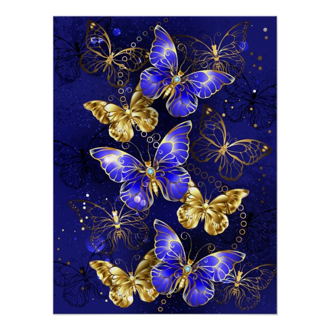 Composition with Sapphire Butterflies Poster (Front)